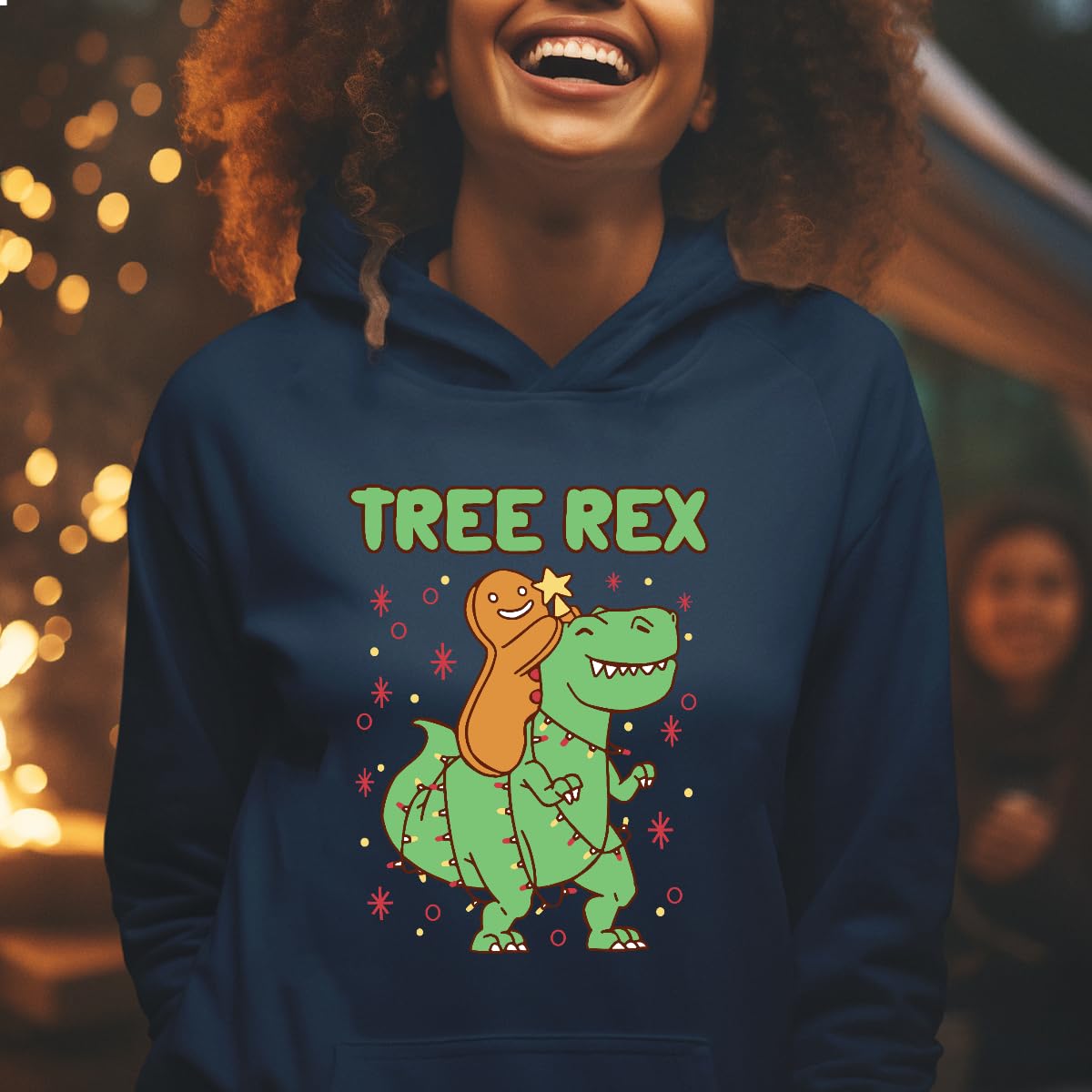 Tree Rex Dinosaur Dino - Felpa con cappuccio natalizia