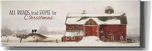 Epic Graffiti Lori Deiter, arte de pared en lienzo con texto en inglés "All Roads Lead Home for Christmas", 36 x 12 pulgadas Epic Graffiti Lori Deiter, arte de pared en lienzo con texto en inglés "All Roads Lead Home for Christmas", 36 x 12 pulgadas