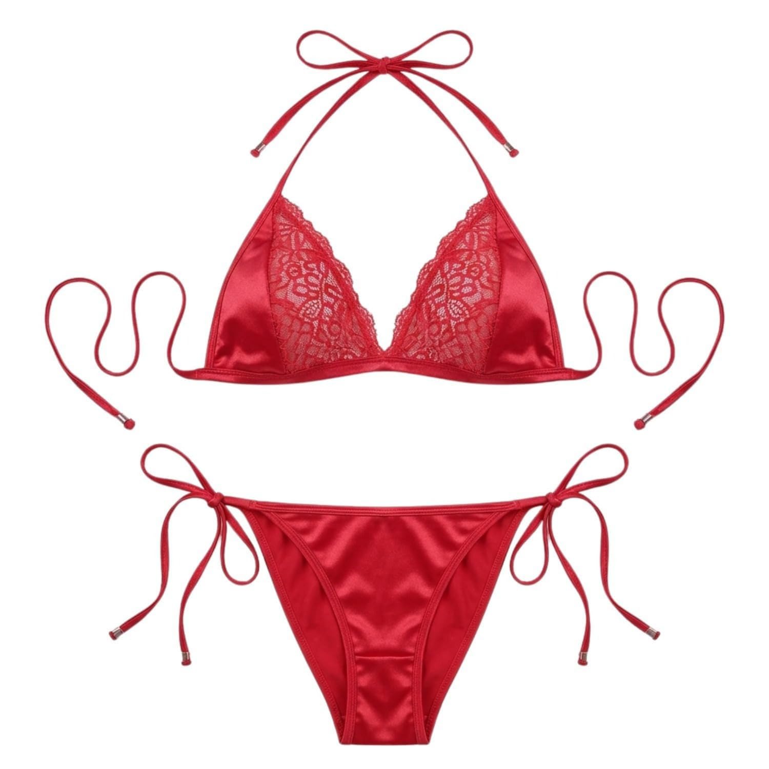 KGN Women Lace Bikini Set Two Piece Swimwear Halter Triangle Bikini Tie Side Swimsuit Beachwear Bathing Suit for Pool Beach Vacation Summer Wear-picture-48
