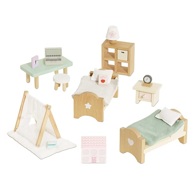 Le Toy Van - Wooden Doll House Daisylane Children's Bedroom Play Set For Dolls Houses, Dolls House Furniture…