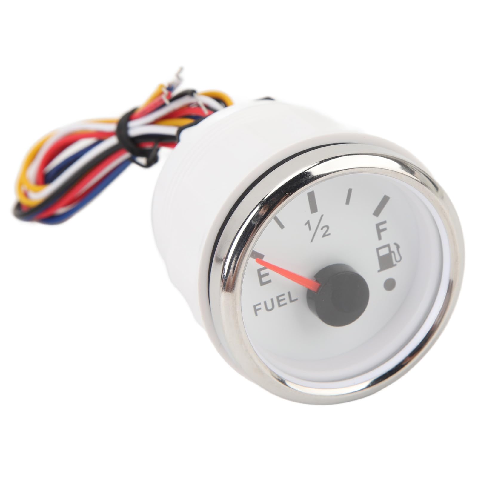 aqxreight Indicatore Livello Carburante Marino 52MM DC932V Misuratore Carburante Digitale Universale per Yacht e Barche da Pesca (Quadrante Bianco Lunetta Argento)