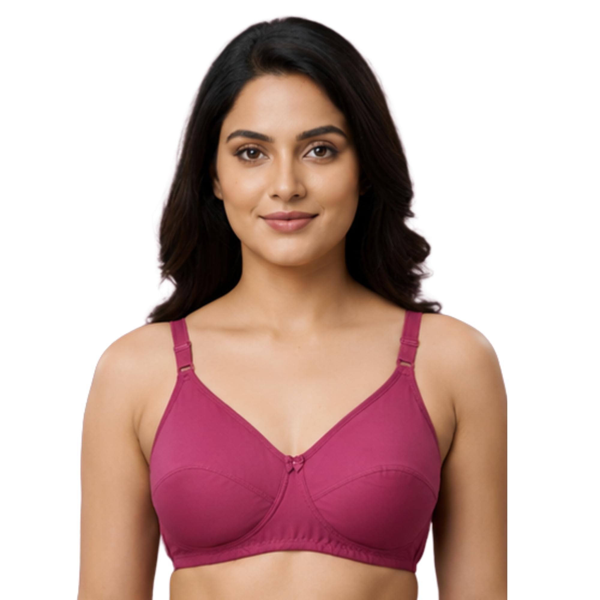 Cotton Non Padded Non Wired Everyday Comfort Bra Soft Breathable Full Coverage Adjustable Straps Skin Friendly Bra for Women-image-12