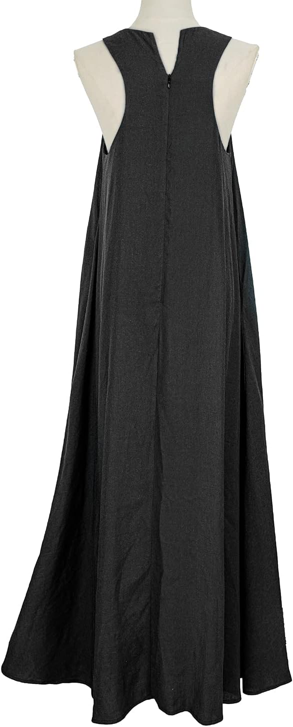Mingyuezai Women's Sleeveless Linen Maxi Dress Casual Long Dresses with Pockets - Image 4