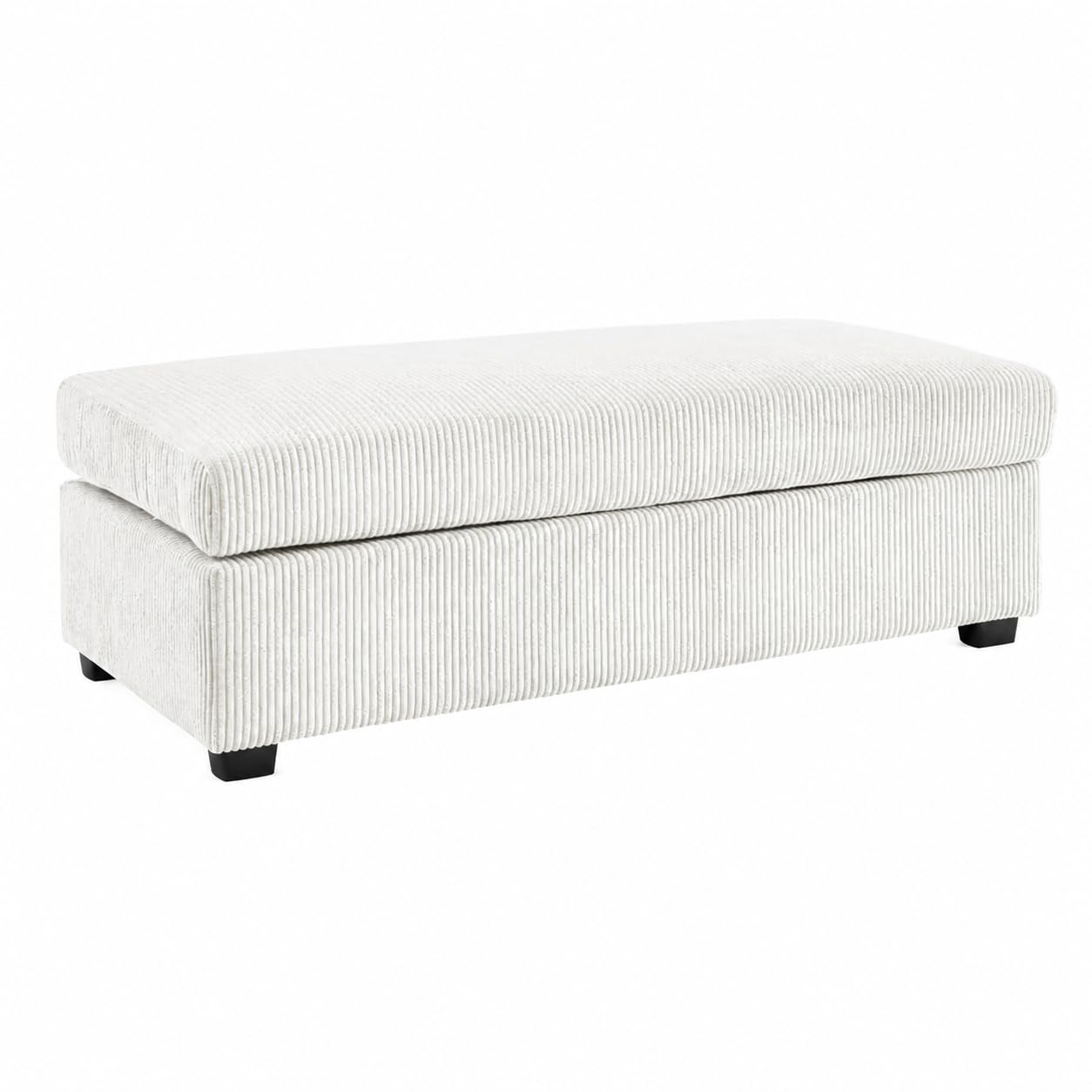 SofaSelection Jumbo Cord Large Footstool — Lounger Filler for U-Shape Sofas or Standalone Ottoman, Memory Foam Top, Machine-Washable Cover, Birch Frame, UK Made (Cream, Footstool)