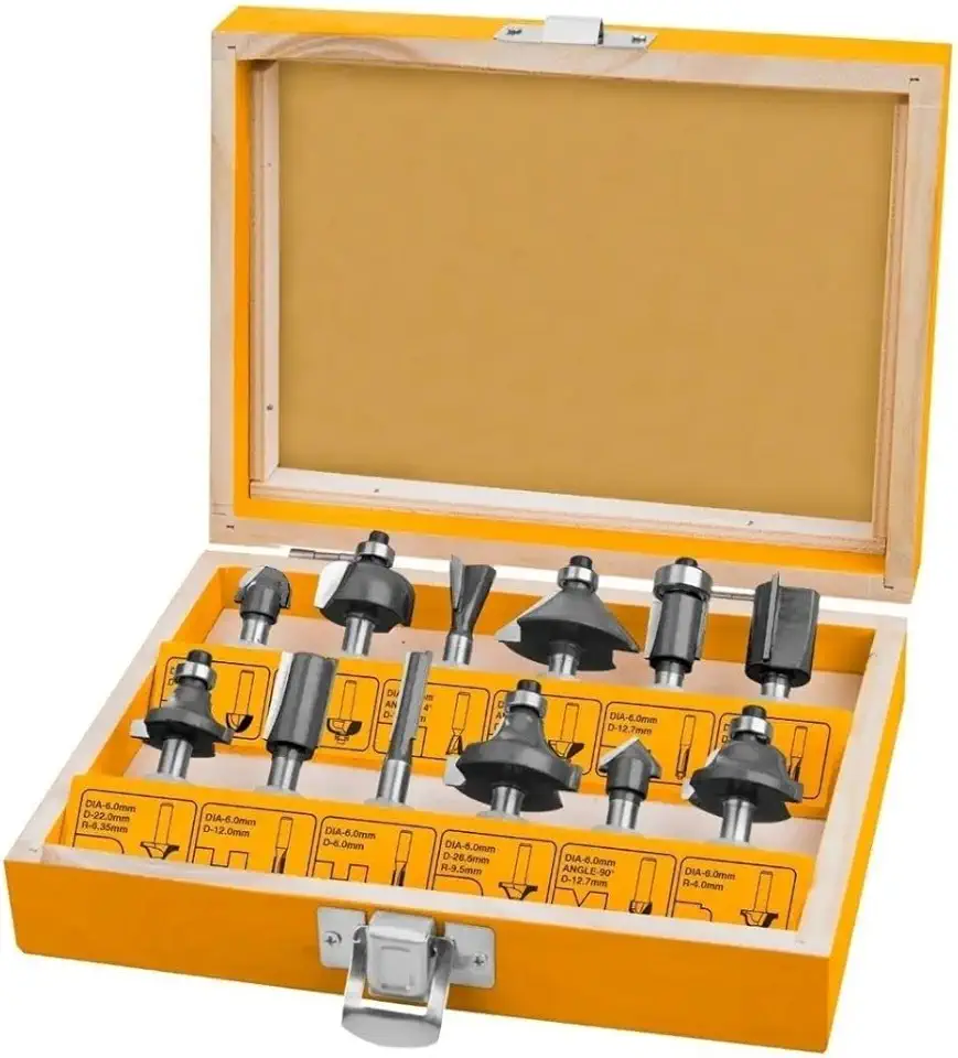 JOGO DE FRESAS PARA TUPIA 6MM COM 12 PEÇAS AKRT1201 INGCO