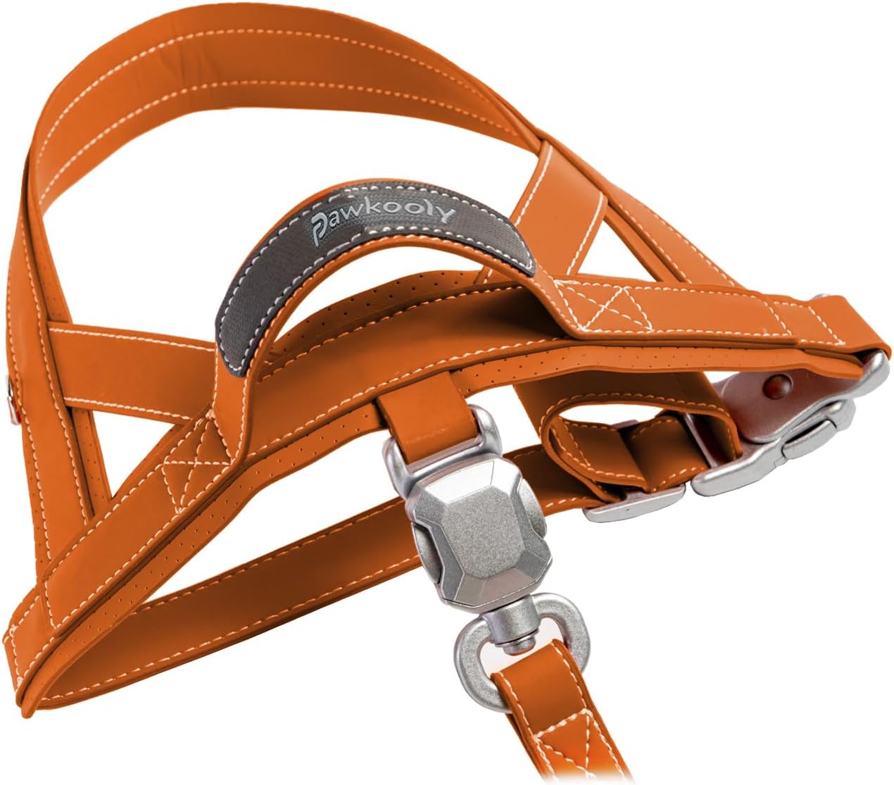 MagEase No Pull Dog Harness with 4FT Leash | Anti-Wrinkle, Anti-Bite Microfiber Leather | Ultra-Soft, Skin-Friendly | 450LB Escape-Proof Magnetic Buckle, Easy On/Off (Orange, Small) ORANGE Small