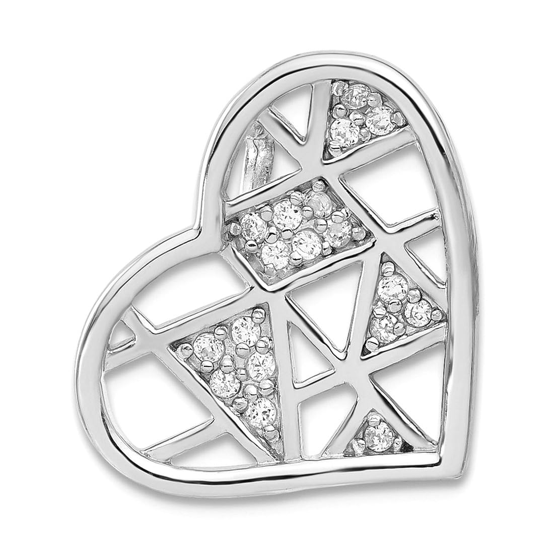 Pendentif cœur argent poli et zircone pour soirée et bureau - 6
