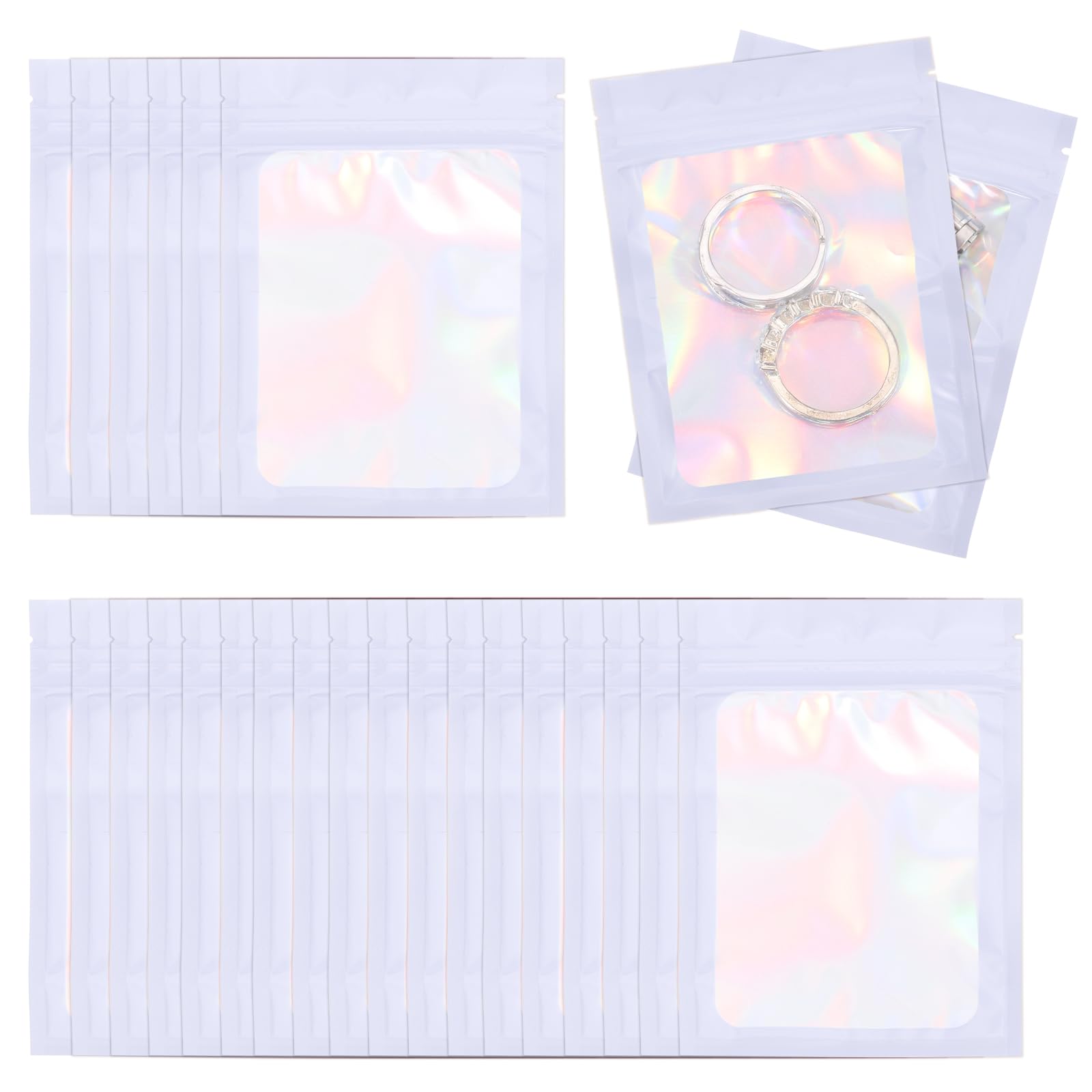 Sachet zip pour ranger bague et boucle d'oreille en voyage rose laser PATIKIL