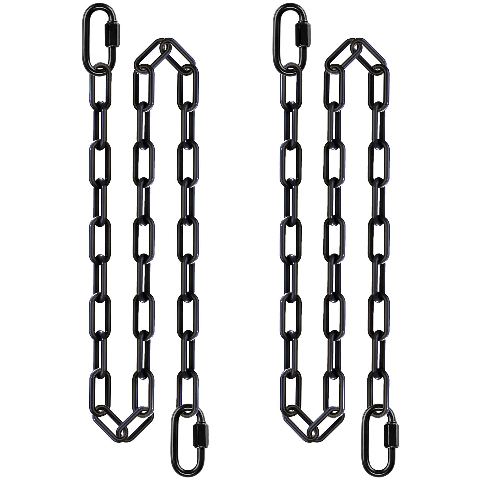 SELEWARE 2 Pack 80 Inch Hanging Swing Chain with 4 Carabiners, 1000LB Capacity Plastic Coated Hanging Chains, Hammock Hardware Kit for Swing, Hanging Chair, Punching Bags, Indoor Outdoor Gym (Black)