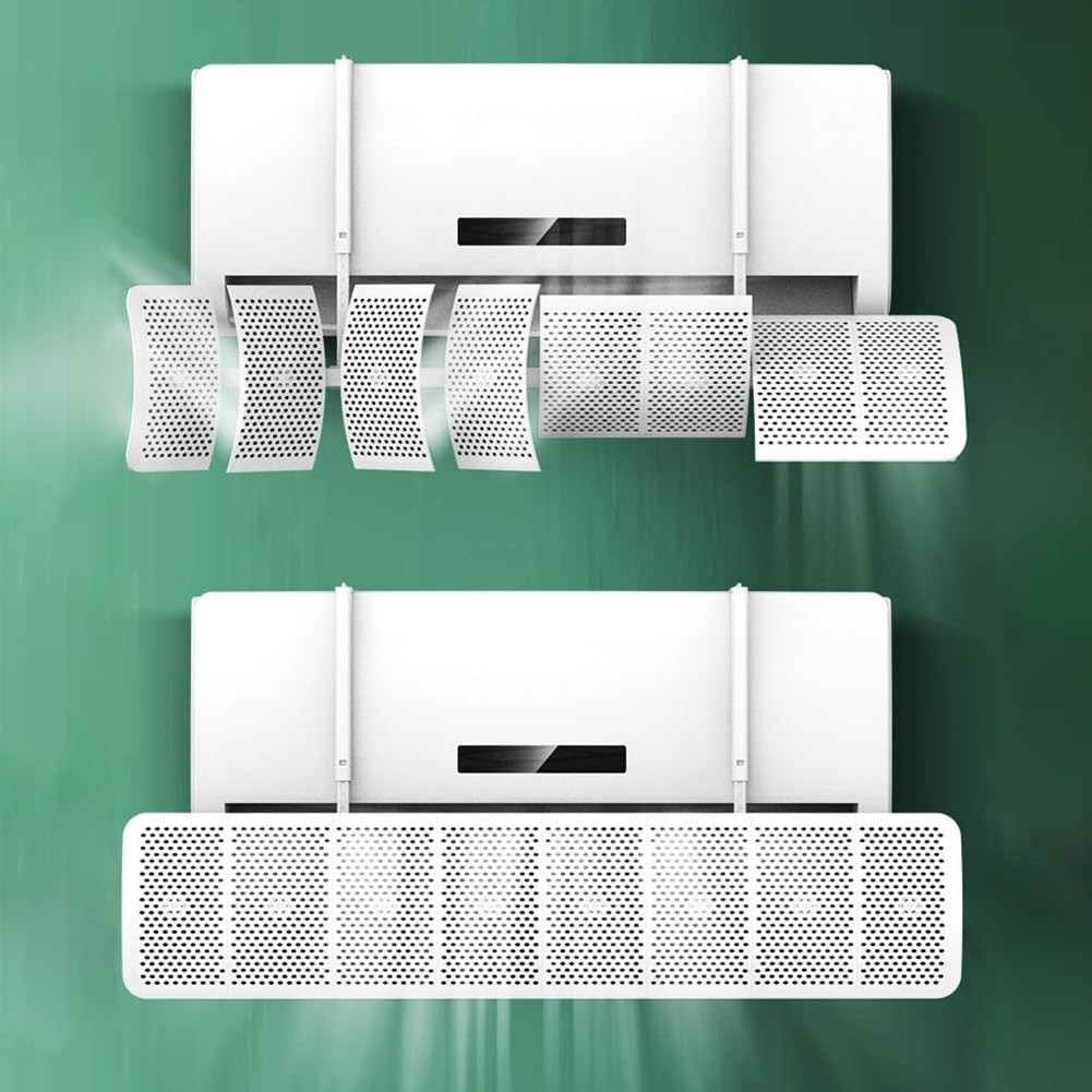 Deflettore di flusso per condizionatore a 8 foglie, deflettore per condizionatore, deflettore universale a parete per uscita diretta dell'aria per casa/ufficio, bianco (filtro al carbone)