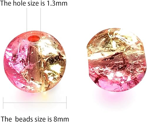 Miniatura 2 de 100 cuentas de vidrio agrietadas de 0.315 pulgadas (0.315 in), cuentas de vidrio para hacer joyas, cuentas agrietadas, cuentas sueltas, cuentas