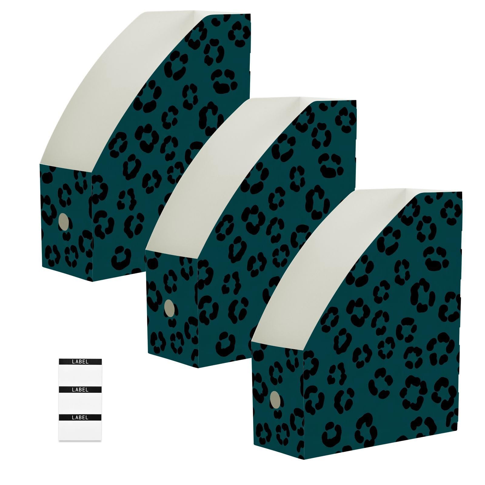 Accattivante raccoglitore verticale leopardato a pois verde acqua