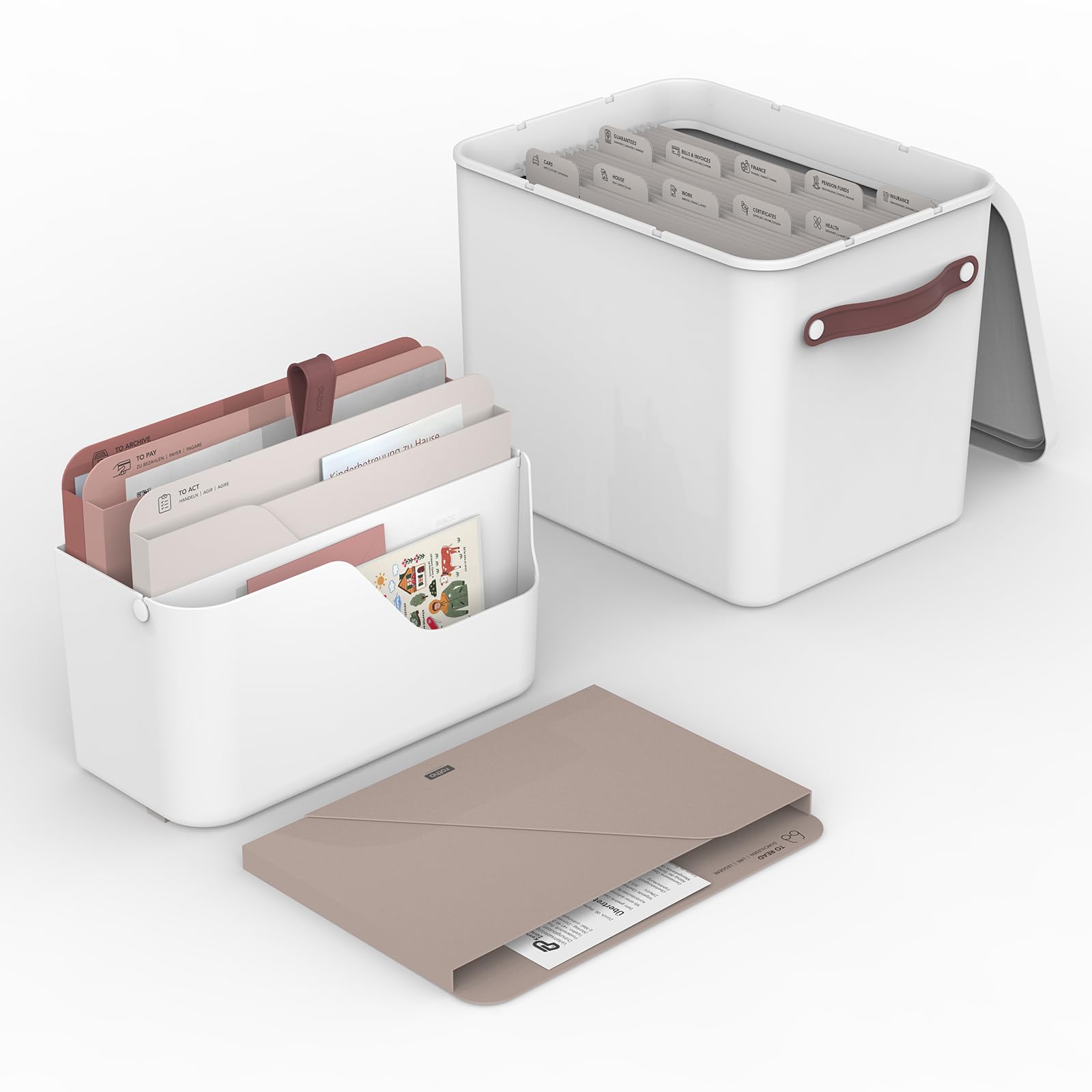 Rotho MyPaper organizer na dokumenty MY PAPER Plus, tworzywo sztuczne (PP) nie zawiera BPA, biały/czerwony, 36,4 x 16,8 x 31,7 cm