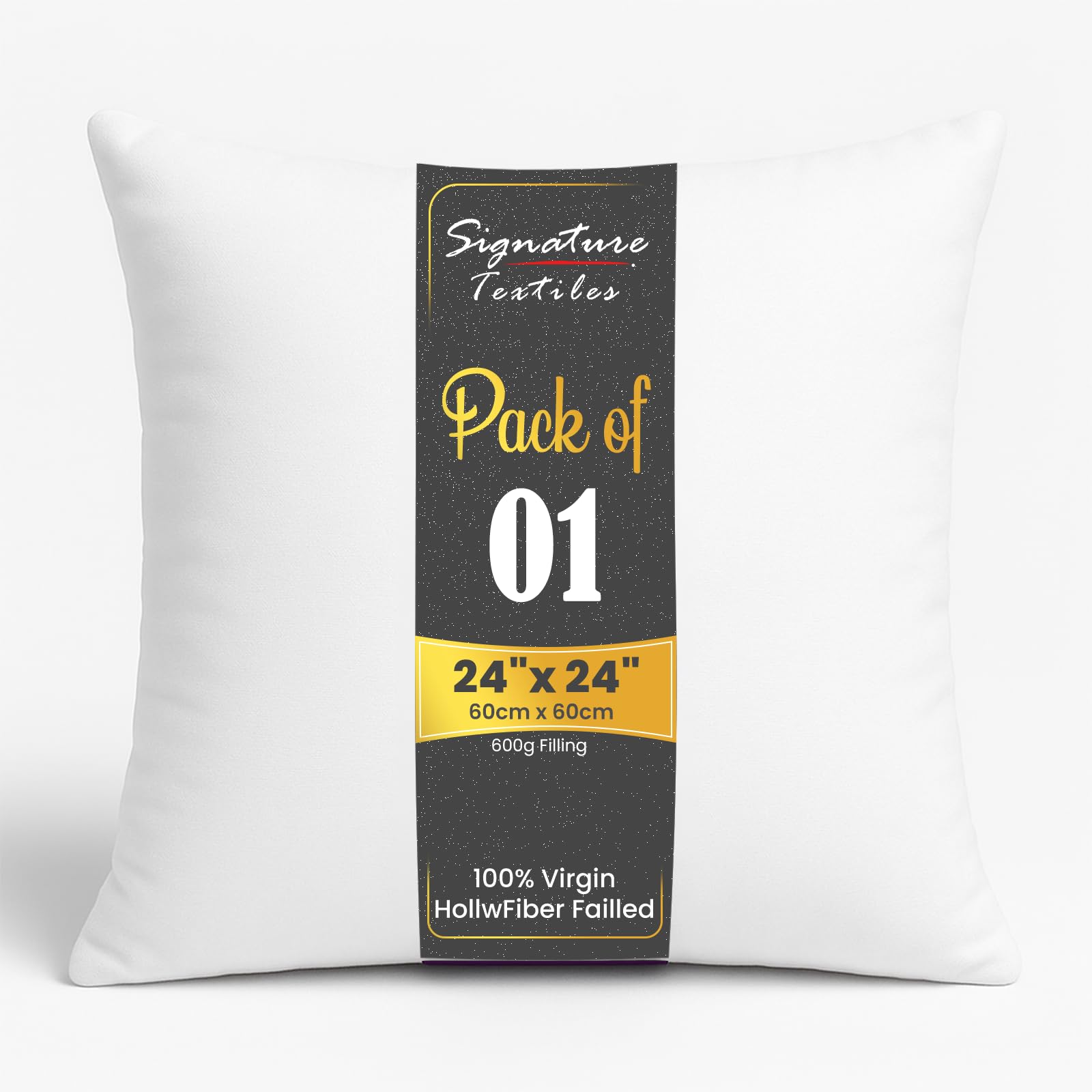 White Signature Textiles® Cushion Inserts Hypoallergenic Fluffy Cushion Inner Perfect Hollowfibre For Sofa Cushion Pads 24"X24" Pack Of 1