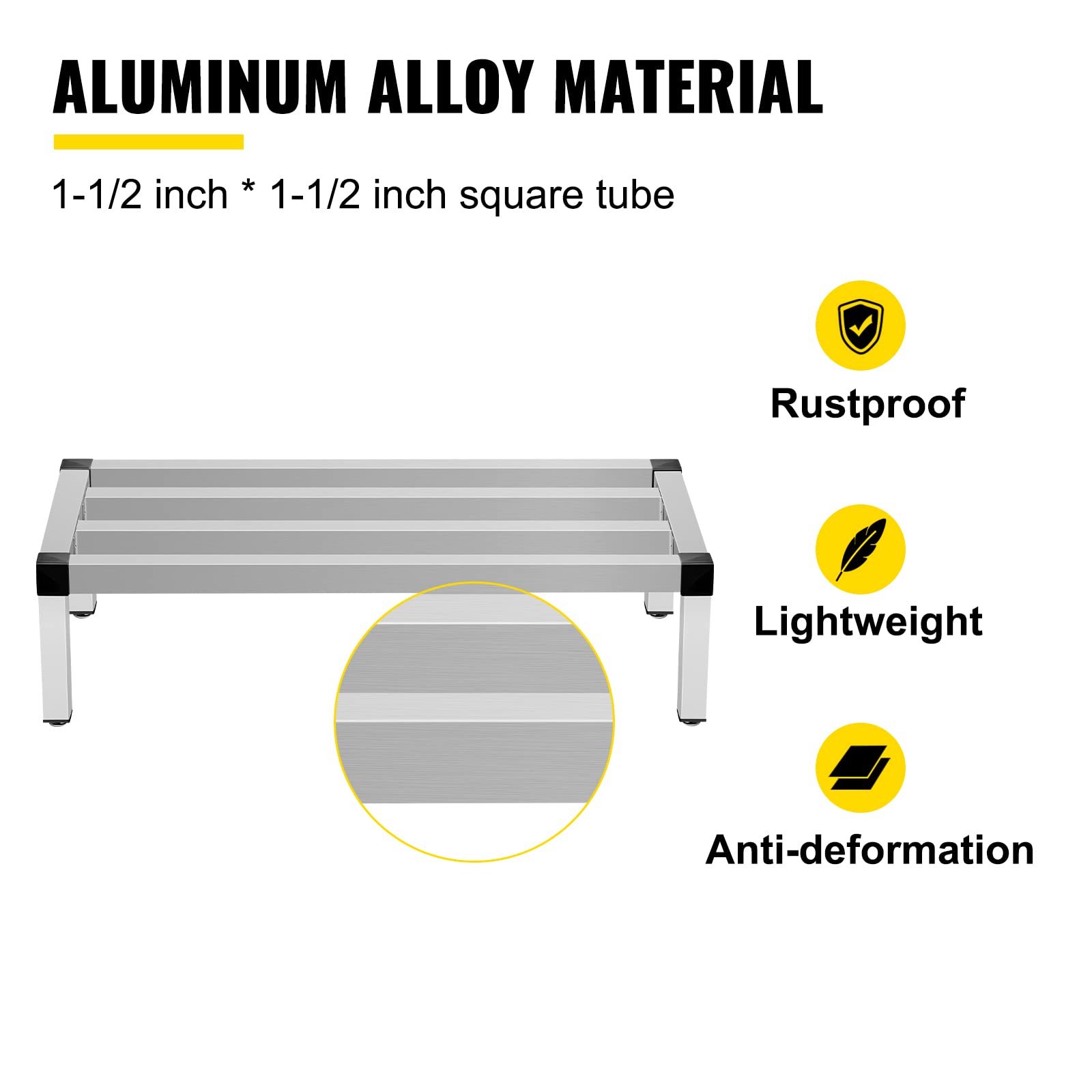 VEVOR Pagliolo in Alluminio, Scaffale per Alimenti da Pavimento Commerciale da 48'' x 14'', 8''' da Pavimento, Portaoggetti in Alluminio con Capacità di 1000 Libbre, Stoccaggio da Ristorante