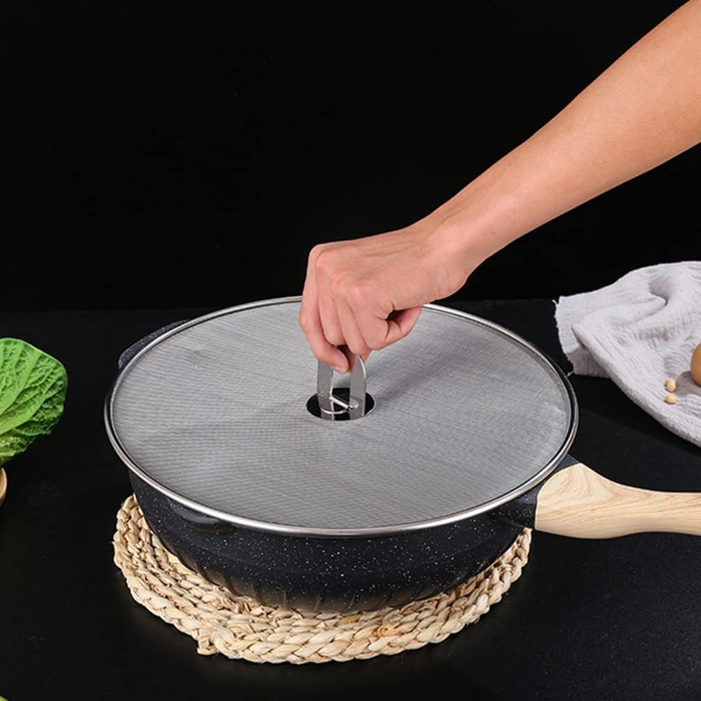 UPKOCH 3pcs Stainless Steel Splatter Guard Oil Proofing Lid for Frying Pans Grease Screen for Safe Cooking Kitchen Essential