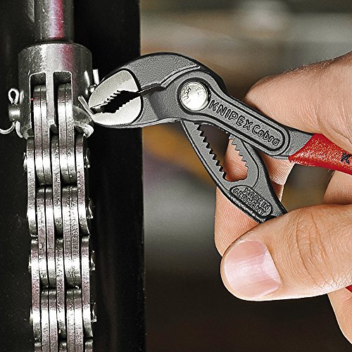 Knipex Tools - Cobra Water Pump Pliers (8701125), 5-Inch,Red And Silver & Klein Tools 32308 Multi-Bit Stubby Screwdriver, Impact Rated 8-In-1 Adjustable Magnetic Tool With Phillips #TOP2