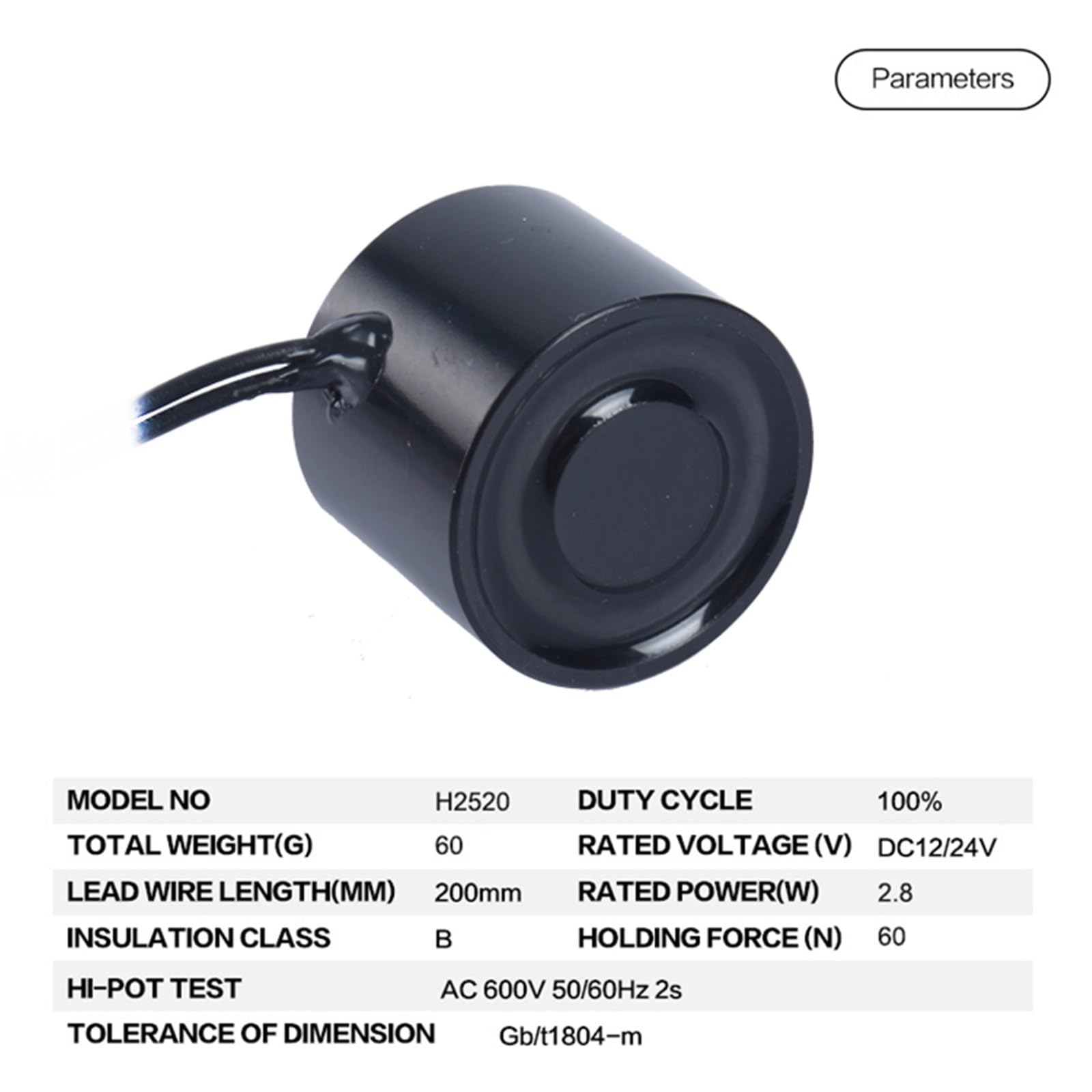 H2520 70N 70N 12 Volt 24 V Mini elettromagnete rotondo che mantiene la forza di aspirazione elettromagnete 1 pezzo