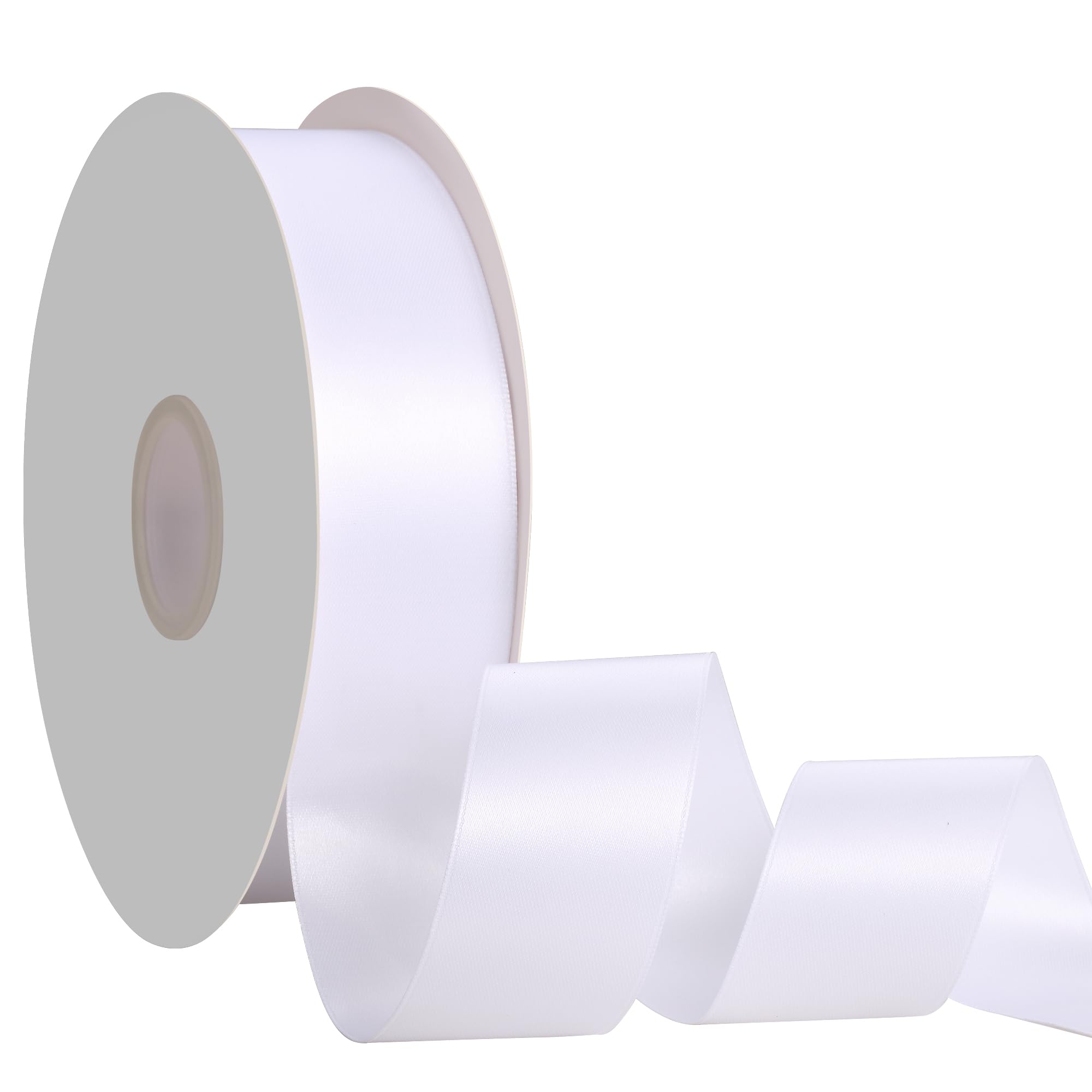 guagchuan White Satin Ribbon 38 MMX 91m Ribbon Thin Solid Fabric Ribbons for Gift Wrapping Invitation Floral Hair Balloons Craft Sewing Party Wedding Popsicles Decoration Valentine's Day Bouquet
