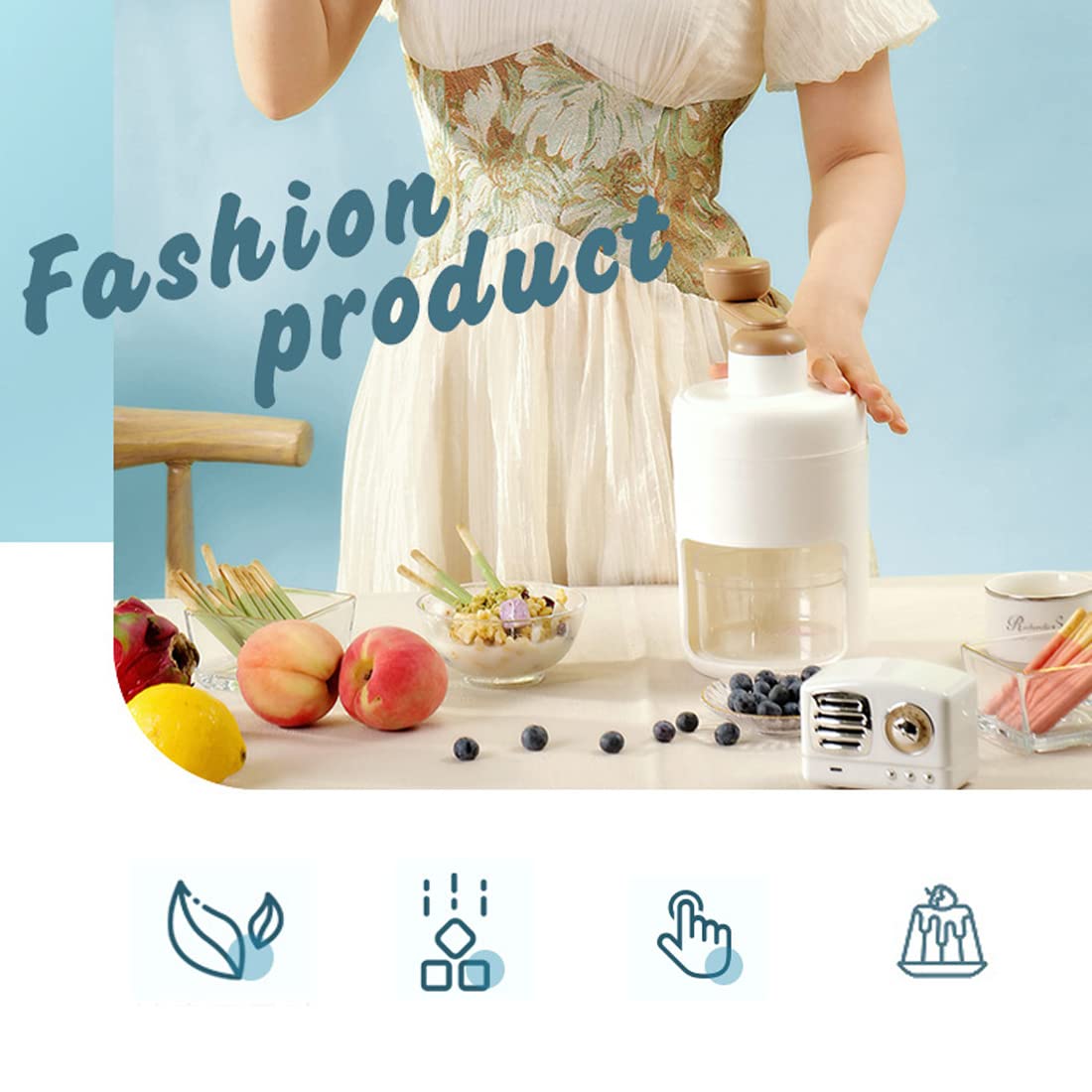 AXIM Eiswürfelmaschine für Zuhause, manueller Eisrasierer, zerkleinerte Eismaschine, mit Eiswürfelschalen, für Partys, Bars, Restaurants (weiß)