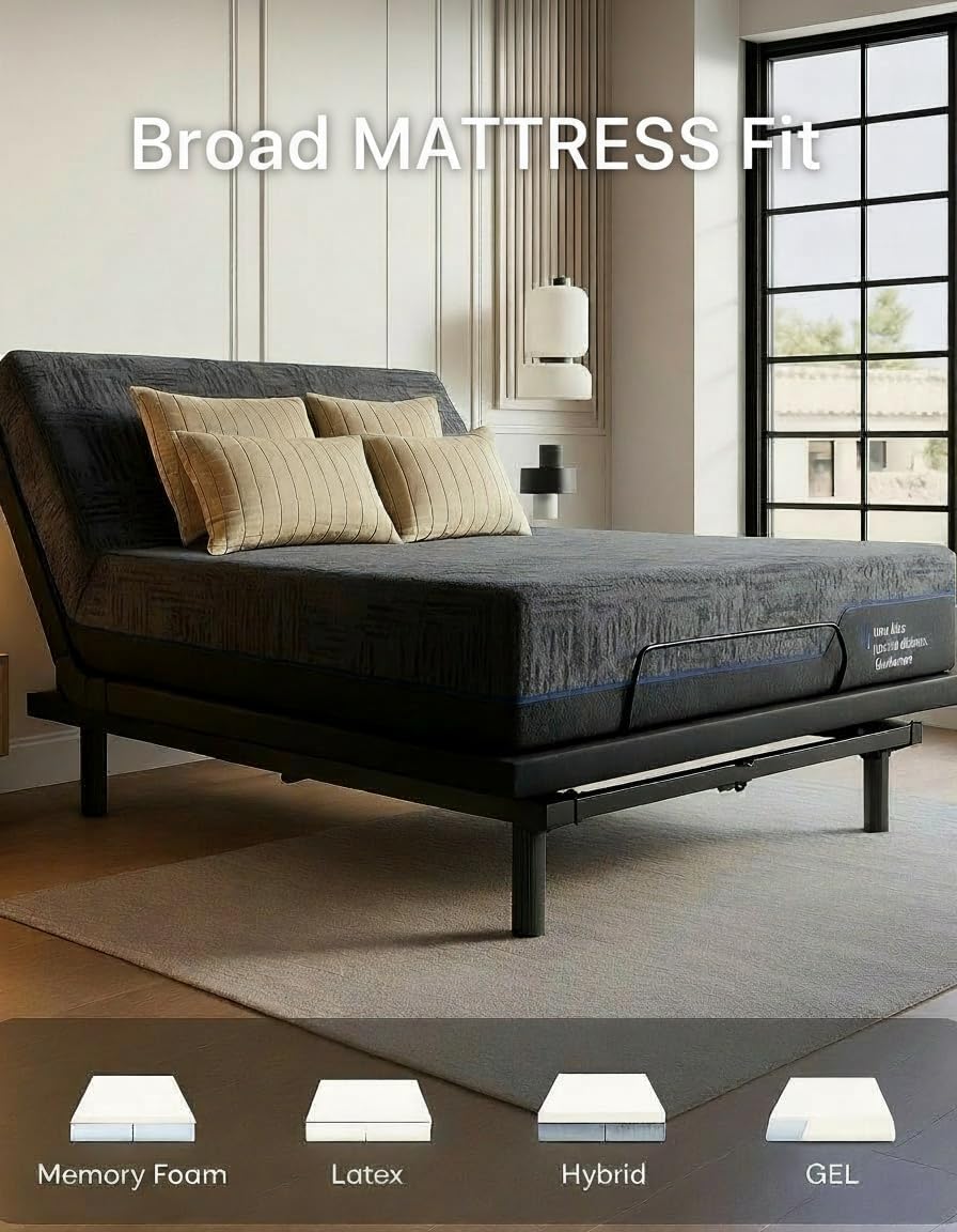 Marsail Twin XL Adjustable Bed Frame with Head & Foot Incline, 4 USB Ports, Under-Bed Night Light, 4 Height Options, Remote Control & Zero Gravity Electric Adjustable Bed Base,4 Height Options - Image 5