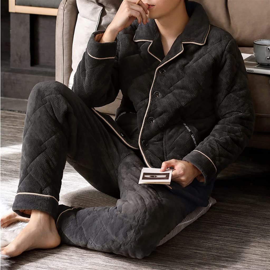 Men's Coral Fleece Flannel Quilted Jacket Three-layer Thickened -thick Velvet Warm Autumn and Winter Models