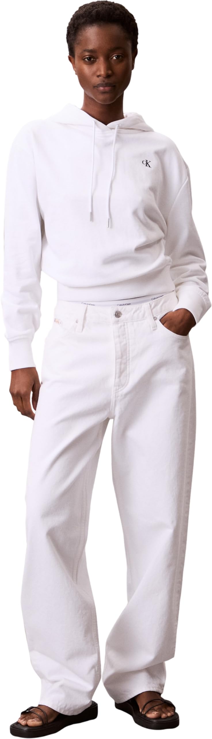 Calvin Klein Donna Felpa con Cappuccio Monogram Terry con Logo