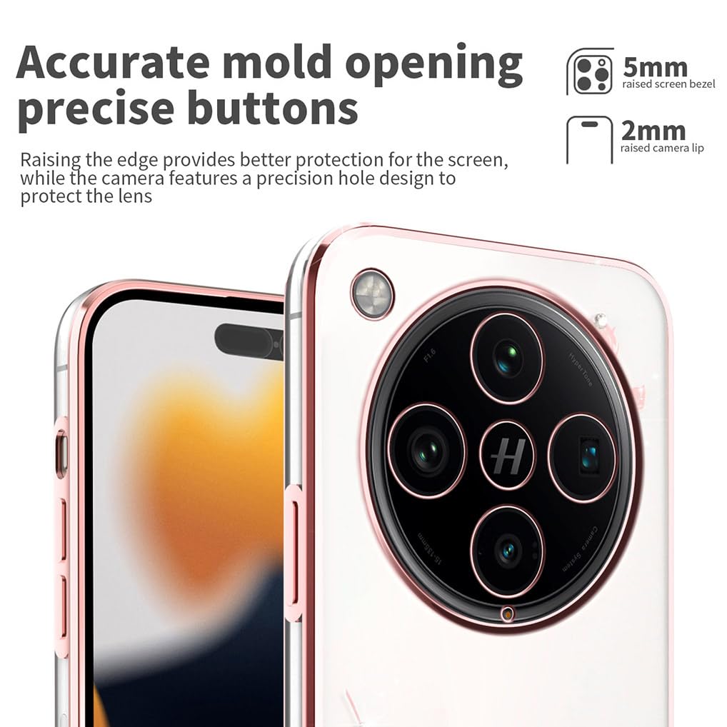 SEAHAI Case For OPPO Find X8 Pro 5G, Ultra Thin Silky Soft Touch Liquid Silicone Cover With Cute Flowers And Animal Patterns, Shockproof TPU Bumper Stylish Case - Pink S07