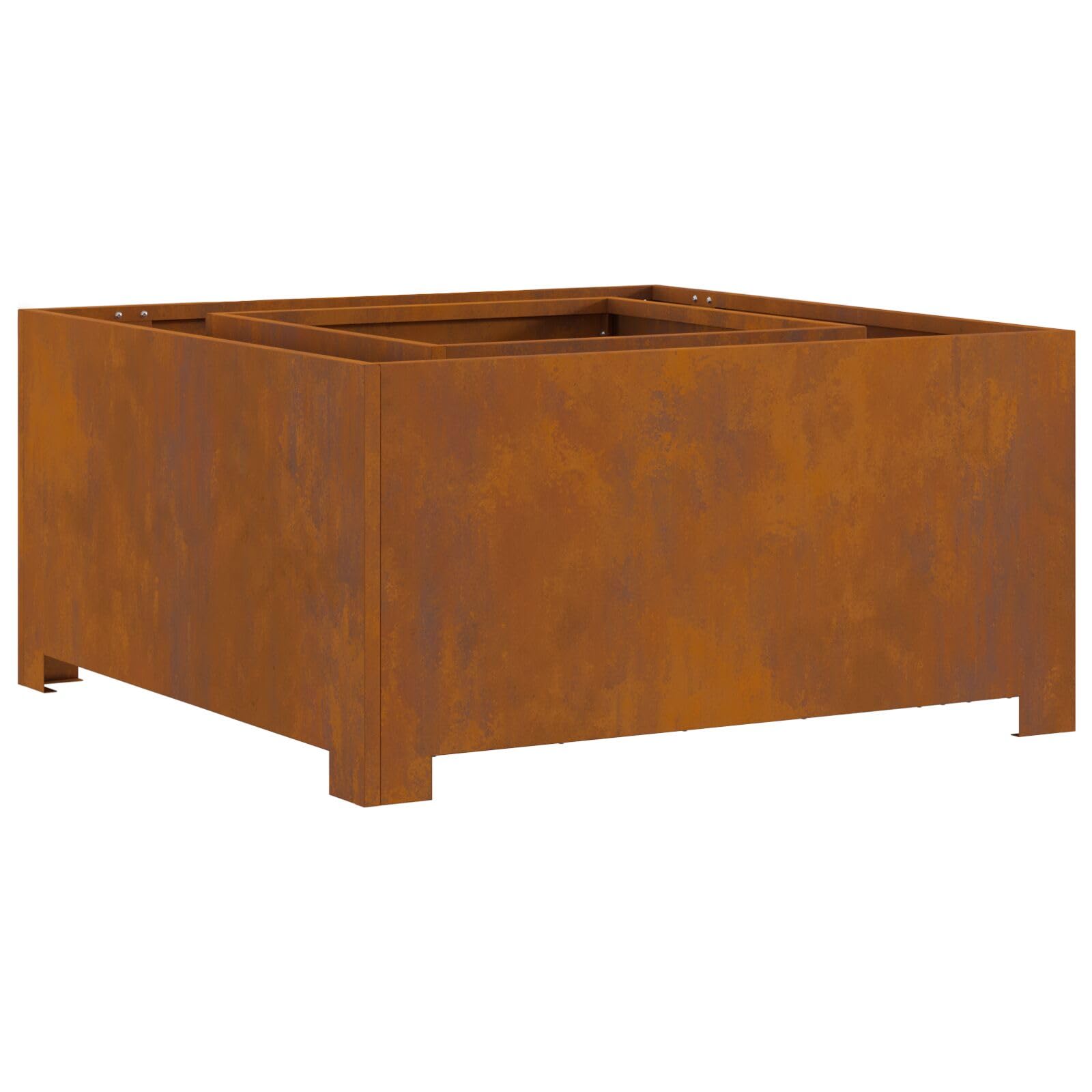 Kwadratowy palenisko ze stali corten 80x80x40 cm - 858965