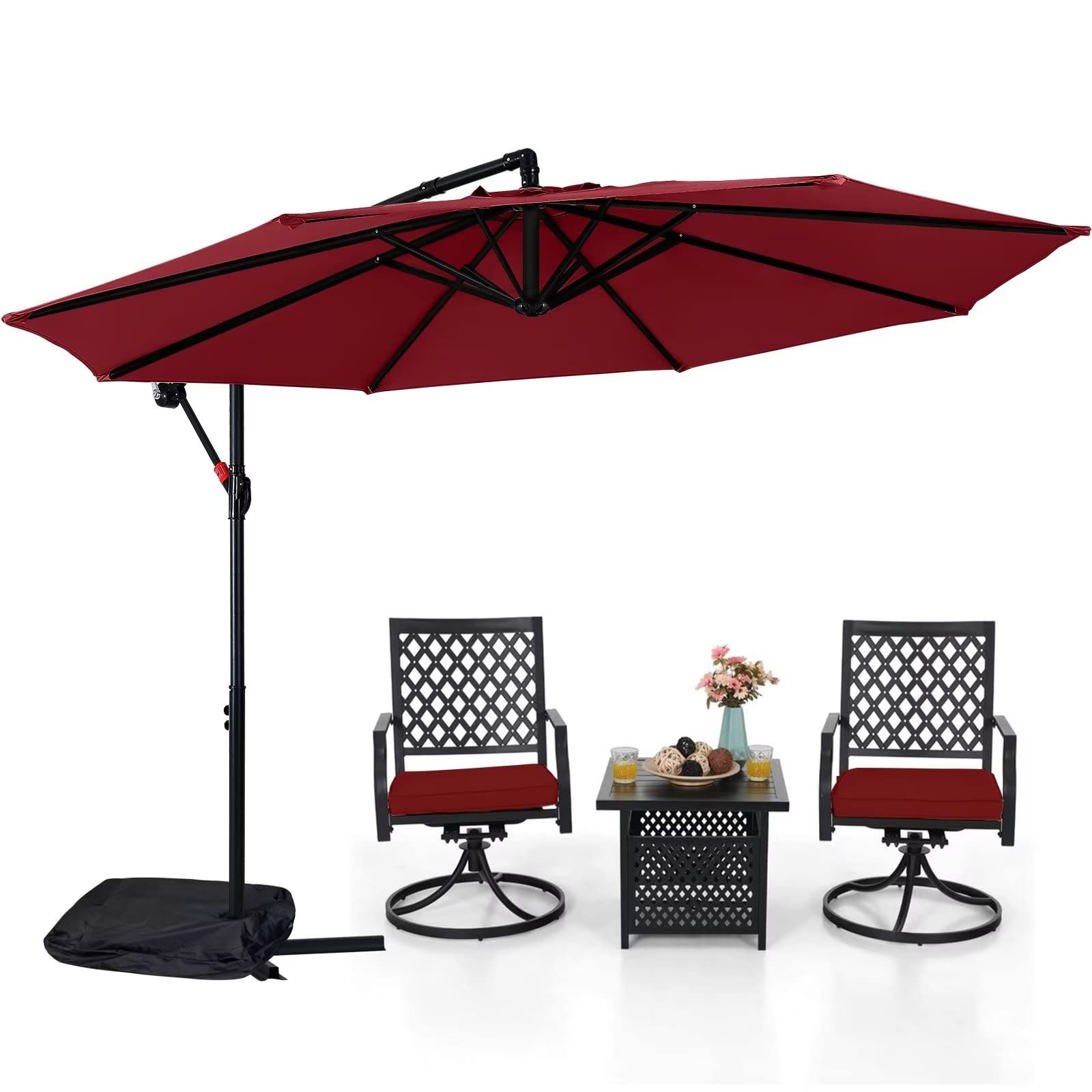 ABCCANOPY Cantilever Patio Umbrellas 10FT Burgundy