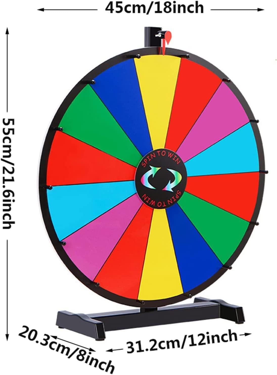 18-inch Large Prize Wheel Fortune Game, 14 Color Slots Tabletop Spinning Prize Wheel with Dry Erase Markers & Eraser, for Carnival Trade Show Game Party Lucky Draw Wheel