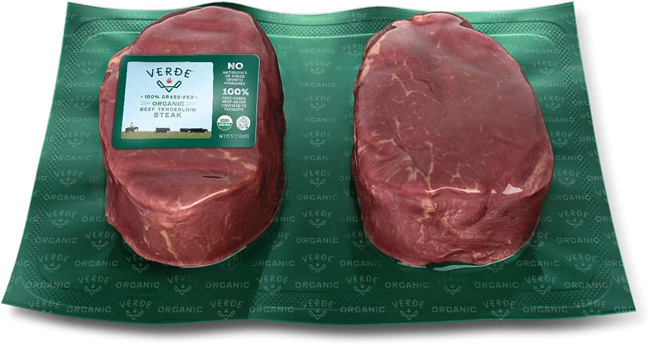 Verde Farms Organic 100% Grass-Fed Tenderloin Steaks, 12 oz