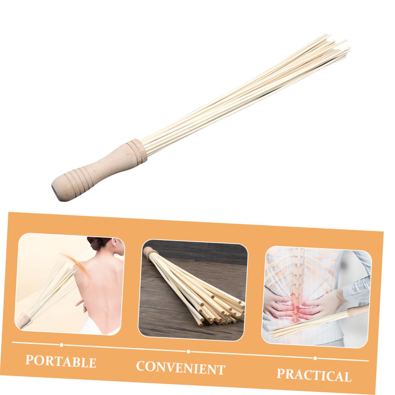 Masajeador Palo de Masaje Portátil para Cuello y Espalda de Bambú y Madera Superficie Lisa Rebabas Adecuado para Uso en Oficina y Hogar para Uso en Oficina y Hogar