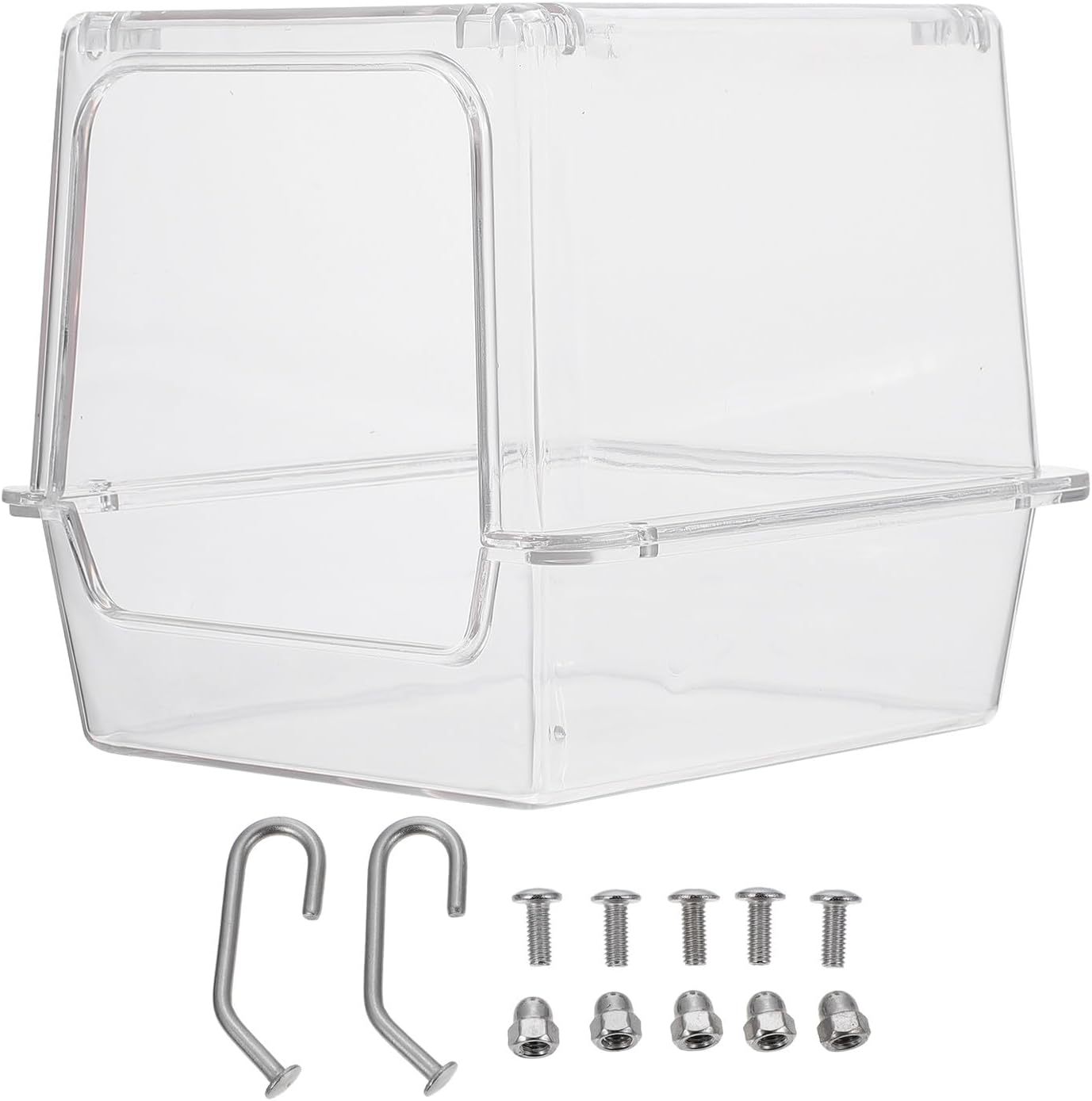 Wakauto Parrot Bath Box Hanging Bird Bath Tube Acrylic Cage No-Leakage Shower Box and Budgerigars