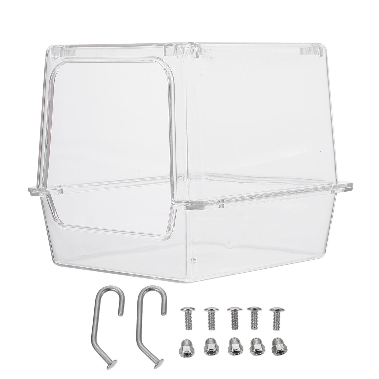 Alasum Vasca da Bagno Sospesa per Pappagalli e Uccelli, Box Doccia in Materiale Sicuro e Resistente, Accessorio per Gabbia Fissaggio Esterno, per Bagno la Cura della Pelle degli Uccelli