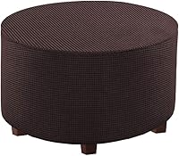 Vista 20 de Funda otomana redonda de mezcla de poliéster, fundas protectoras elásticas con parte inferior elástica, textura lavable a máquina, tela jacquard