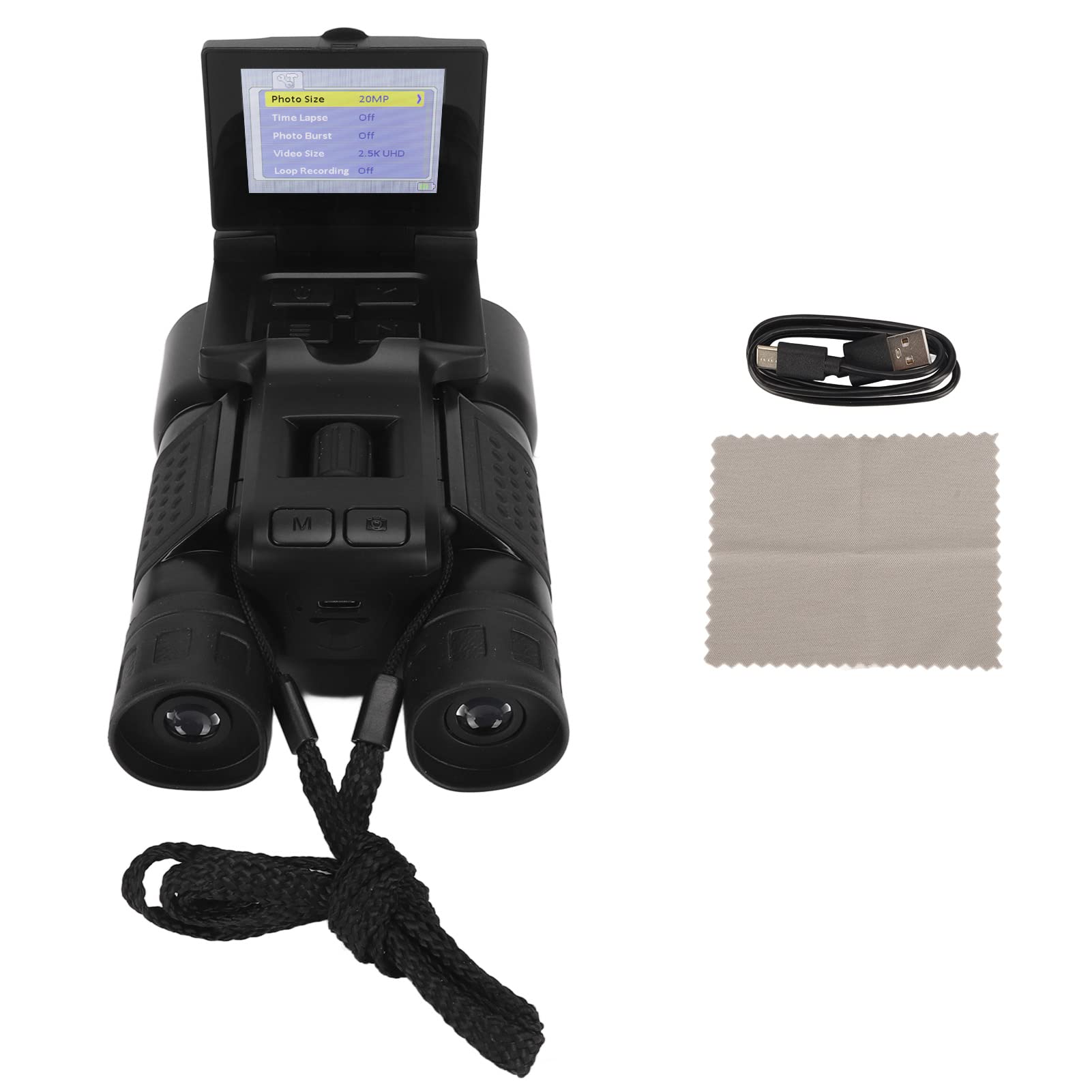 Cámara con Binoculares Digitales HD 12X, Telescopio Compacto para Conciertos de Observación de Aves con Pantalla LCD, Grabación de Video, Impermeable, Portátil para Deportes