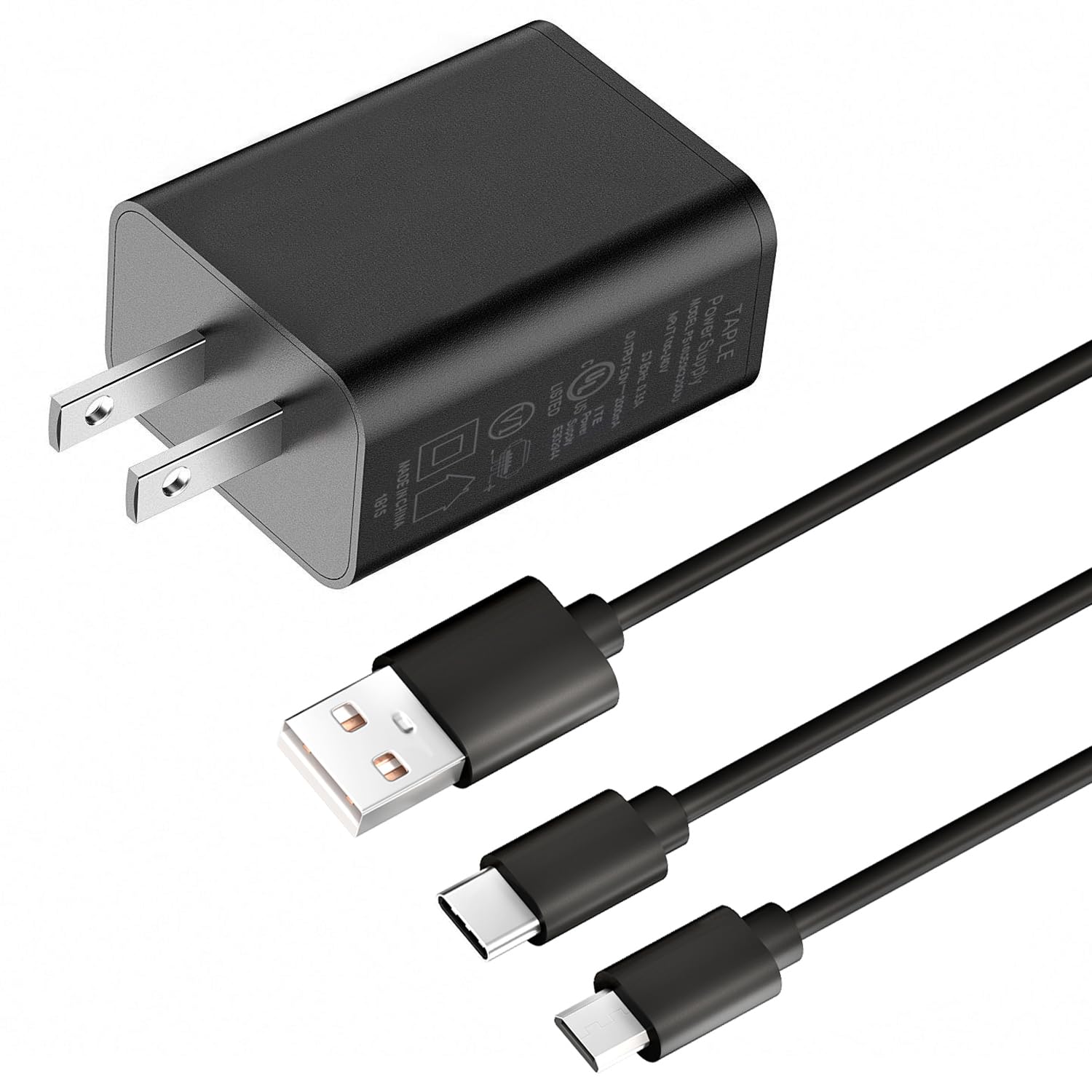 Charger Made for All Kindle Fire Tablets, Kindle E-Reader, Paperwhite, Oasis, Colorsoft, Scribe, Voyage, Kindle Kids Edition with 6.6FT USB Type C&Micro USB Cable (UL Listed)