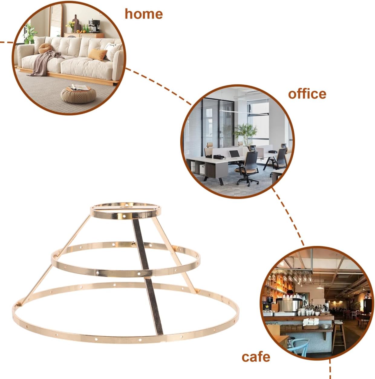 Angoily Diy Shell Chandelier Frame 3.7In Vintage Crystal Holder 3-Tier Gold & Silver Pendant Lampshade Frame for Home Lighting & Decor