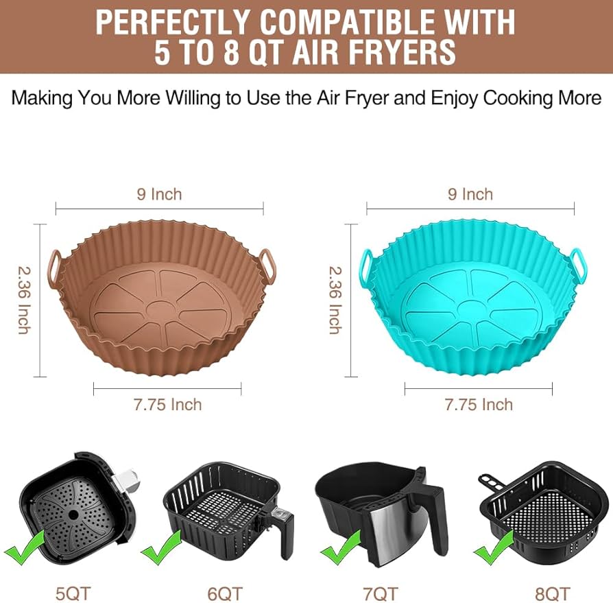 air fryer silicone basket size comparison 3 quart 5 quart 6 quart