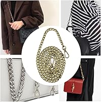 Vista 6 de 2 correas de cadena plana de metal de 47 pulgadas, correa de cadena extraíble para bolso de mano, accesorios con hebillas