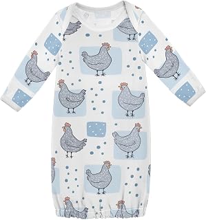 vvfelixl Baby Sleeper Gown for Newborn Boy Girls Funny Gray Chicken Infant Nightgown for 0-3 Months
