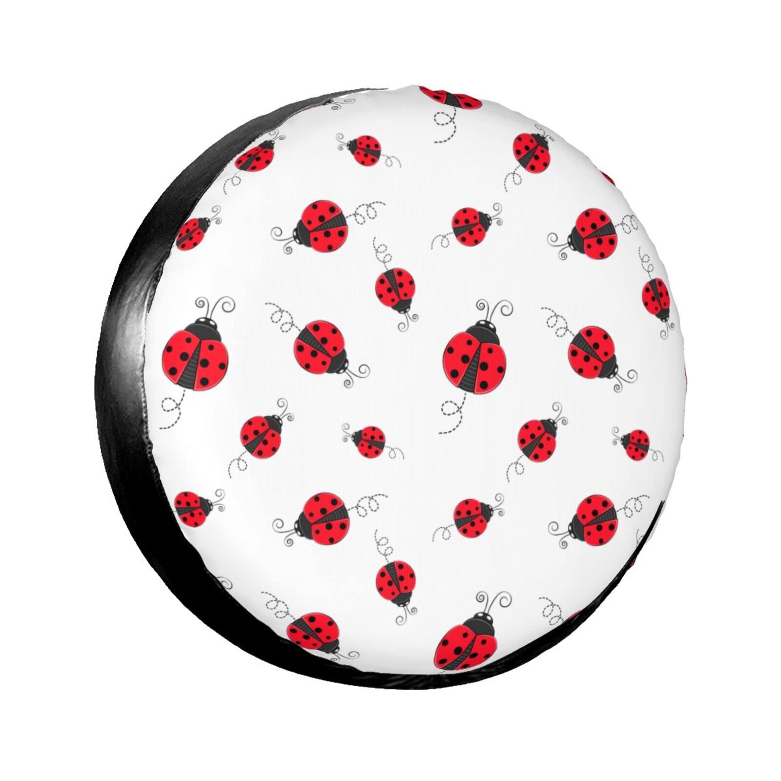 Ladybug Dotted Pattern Spare Tire Cover Wheel Protectors Dust-Proof Wheel Tire Cover Fit Trailer, Rv, Sand Many Vehicle 14inch