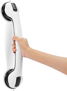 Grab Bars for Bathtubs and Showers, 16 Inch Shower Handle Heavy Duty Suction Cup Grab Bars for Shower Chair, Bathroom Safety Bar for Elderly (Black 1 Pack)