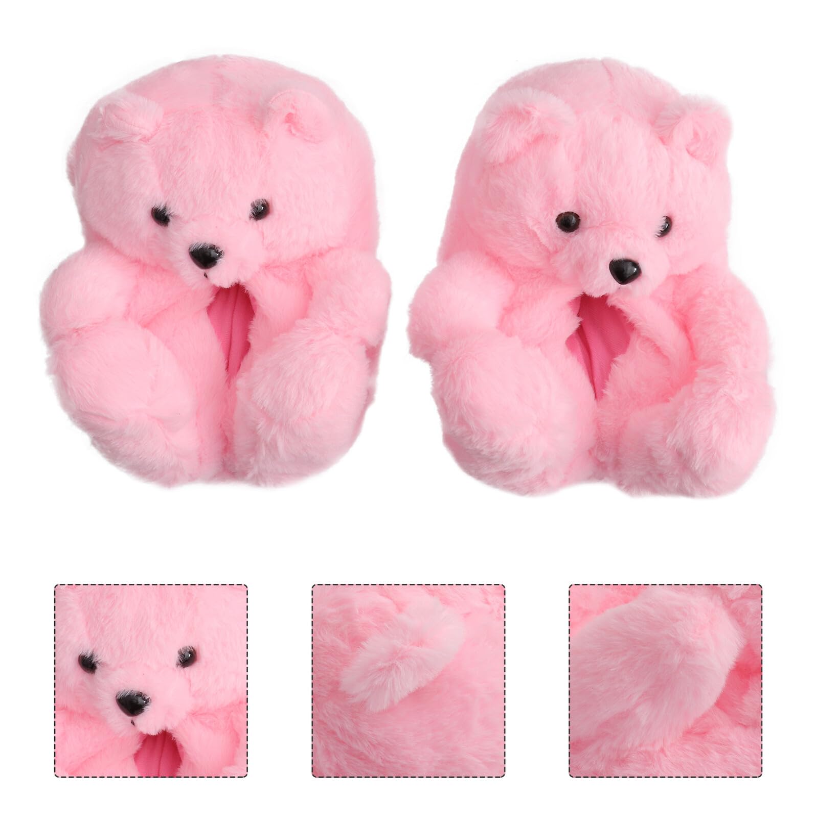 BESPORTBLE Zapatillas de Felpa con Diseño de Peluche Cálidas y Antideslizantes para Mujer Interior Casa Rosa