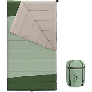 Naturehike 0 Degree Flannel Double Sleeping Bag with Pillows for Couples & Family, Doublewide Two Person Sleeping Bag for All Seasons Camping Hiking Backpacking Green