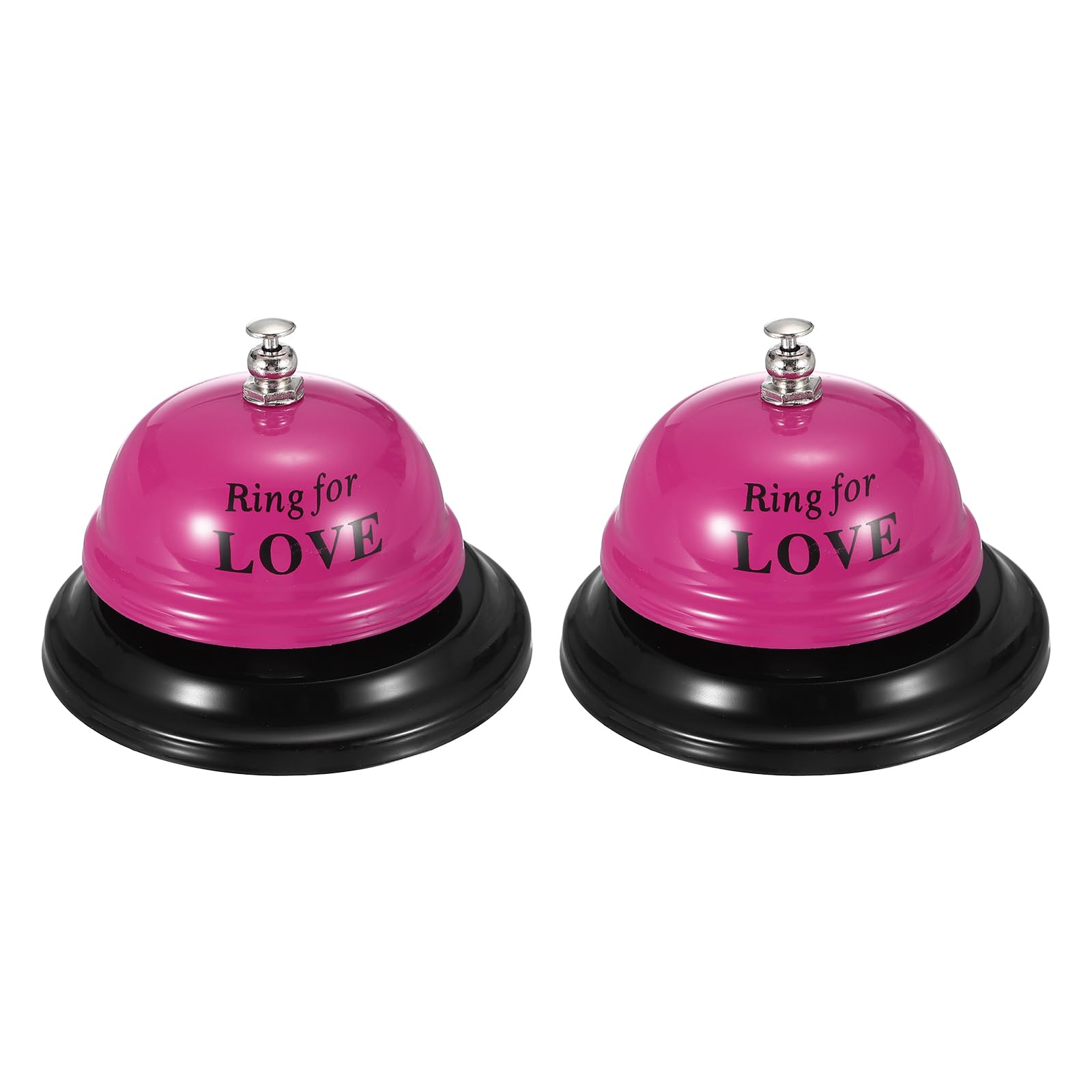 PATIKIL 2Pcs Desk Bell, 3.3" Front Desk Service Call Bell Metal Ringing Loud Clear Reception Counter Bar Ring for Restaurant Hotel Game Classroom Dinner Pet Dog Training(LOVE, Rose Red)