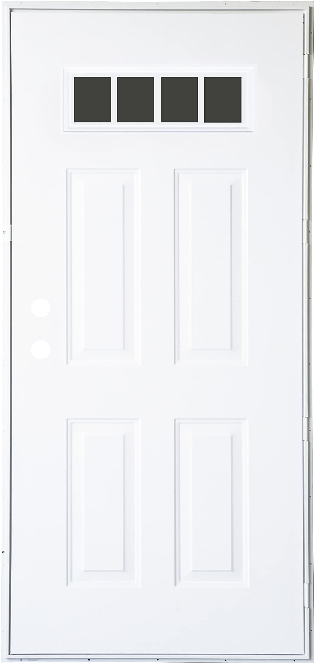 Lippert 5500 Series Residential Outswing Steel Entry Door for Homes, 4-Lite Window; LH (34" x 76"), White