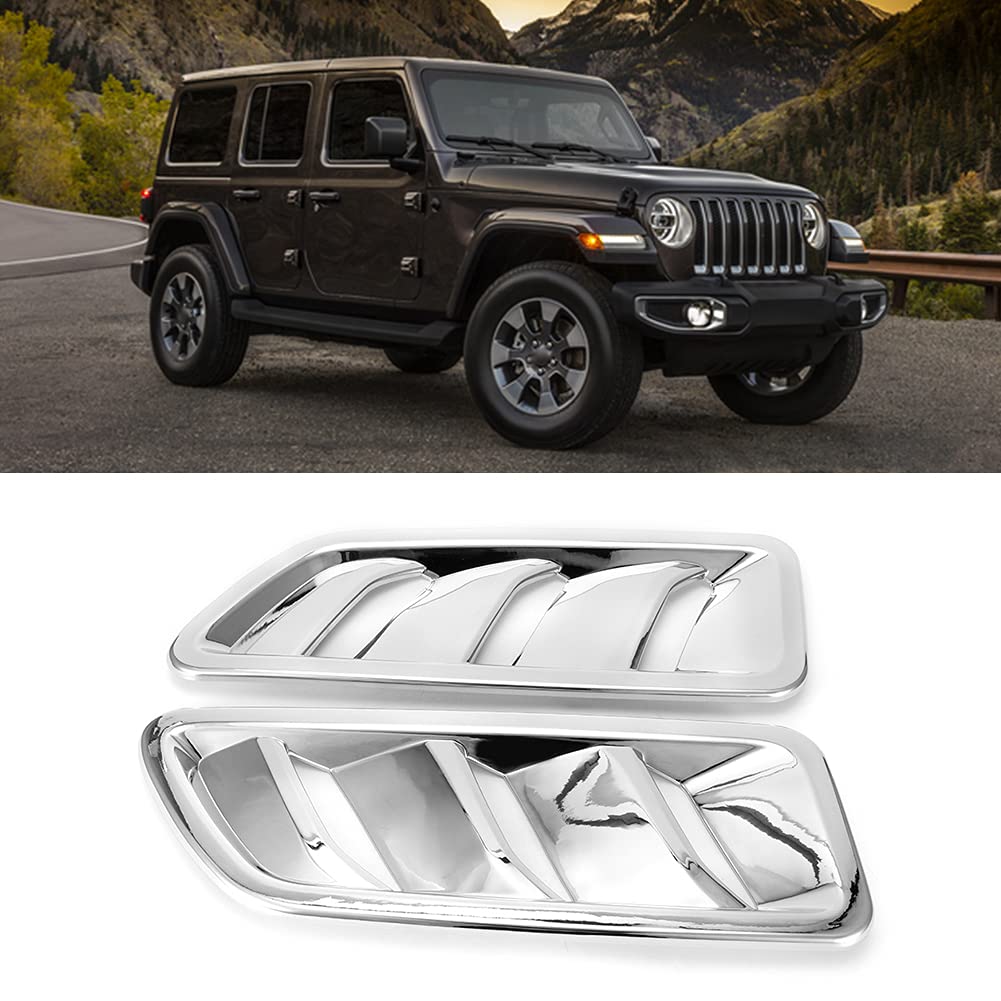 2 pezzi di rivestimento della copertura dello sfiato dell'uscita dell'aria del cofano motore per JL 2018+ Accessori decorativi antiruggine leggeri in ABS