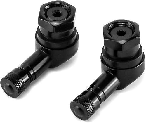 Miniatura 2 de QWORK Vástagos de válvula de neumático de motocicleta CNC, paquete de 2 vástagos de aire de válvula de aluminio de 90 grados y aleación de aluminio,